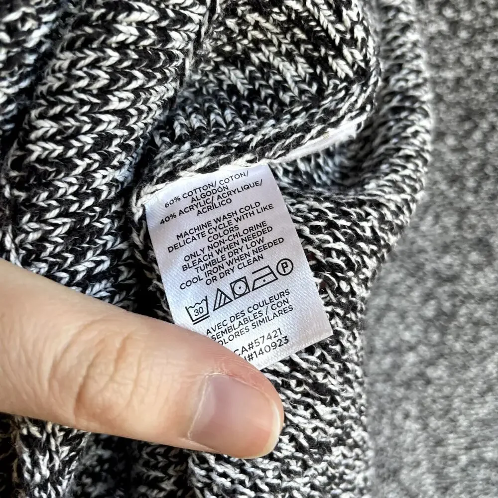 LOFT black and white peppered knit open‎ front cardigan women's size XXSP